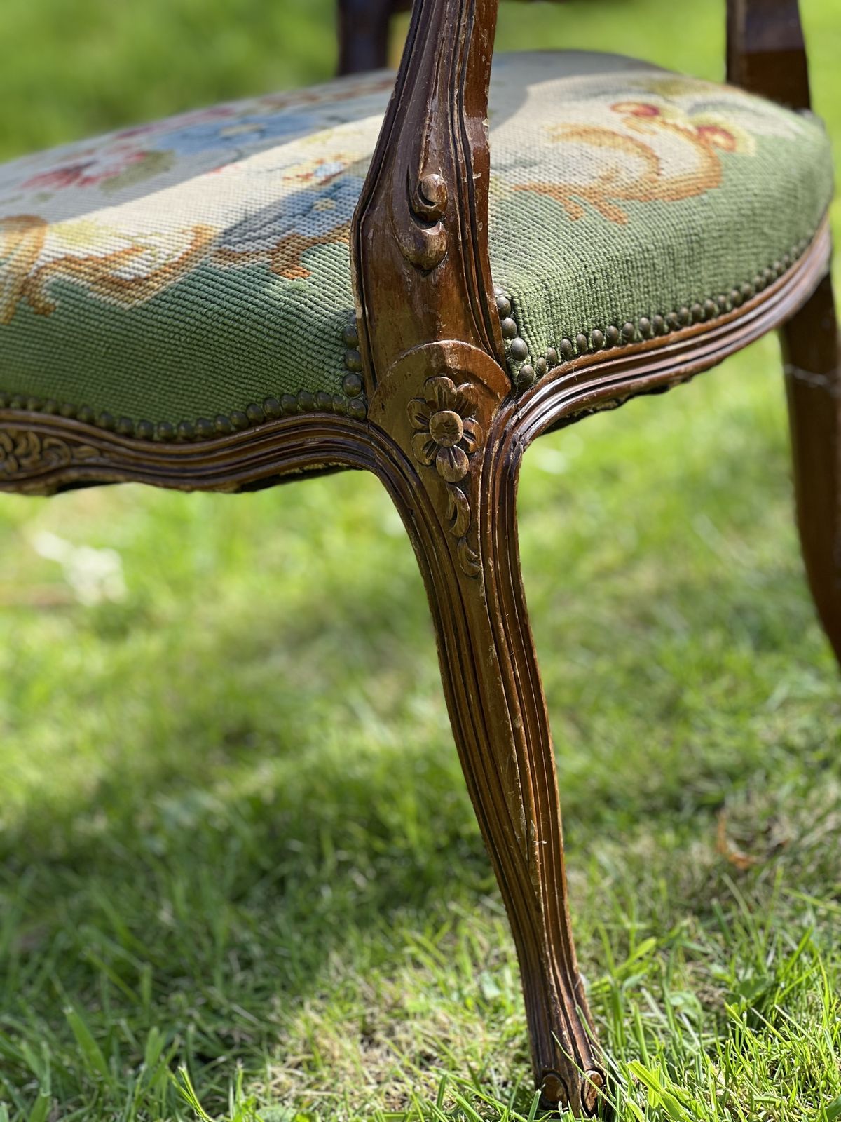 French Tapestry Chair With Arms photo furniture