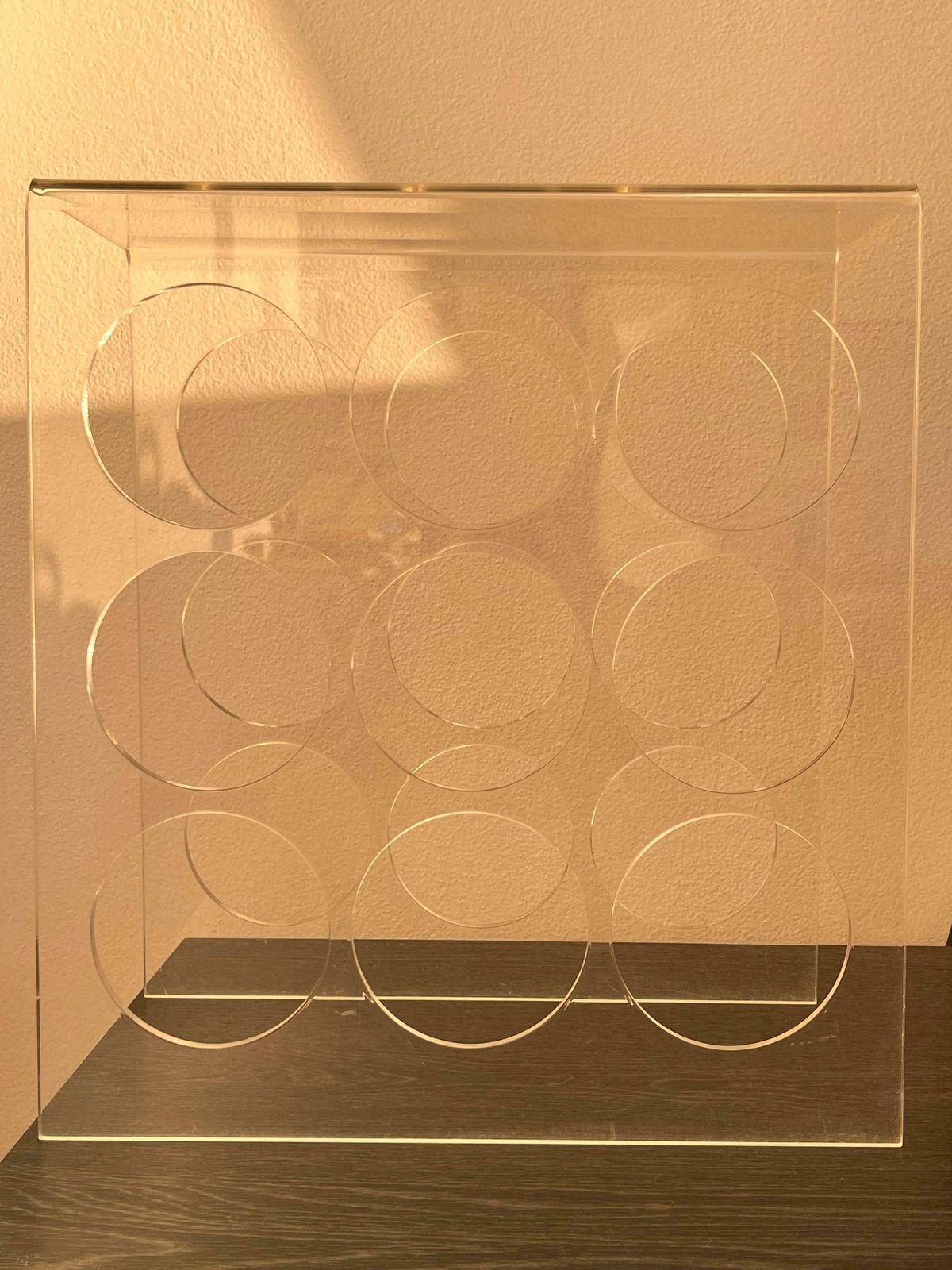 Mid Century Plexiglass, Perspex Wine Rack/Holder For 9 Bottles   1980s photo vinterior