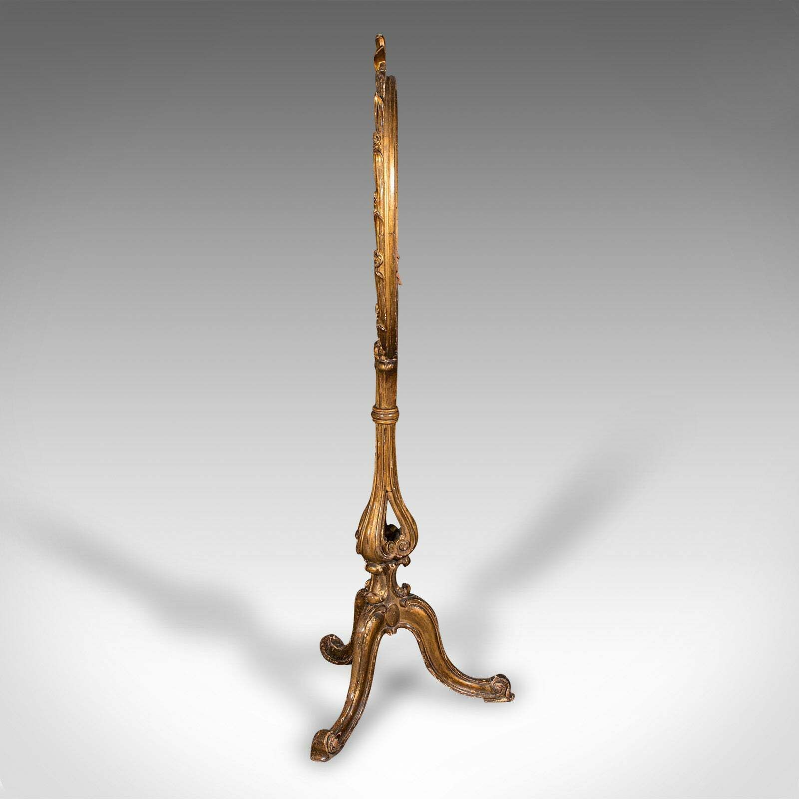 Antique Pole Screen, English, Giltwood, Glass, Fireside Reflector, Regency, 1820 photo Home Fixtures