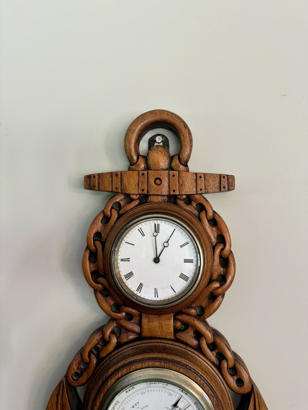 Fantastic Quality Antique Carved Oak Banjo Clock Barometer photo 875.0