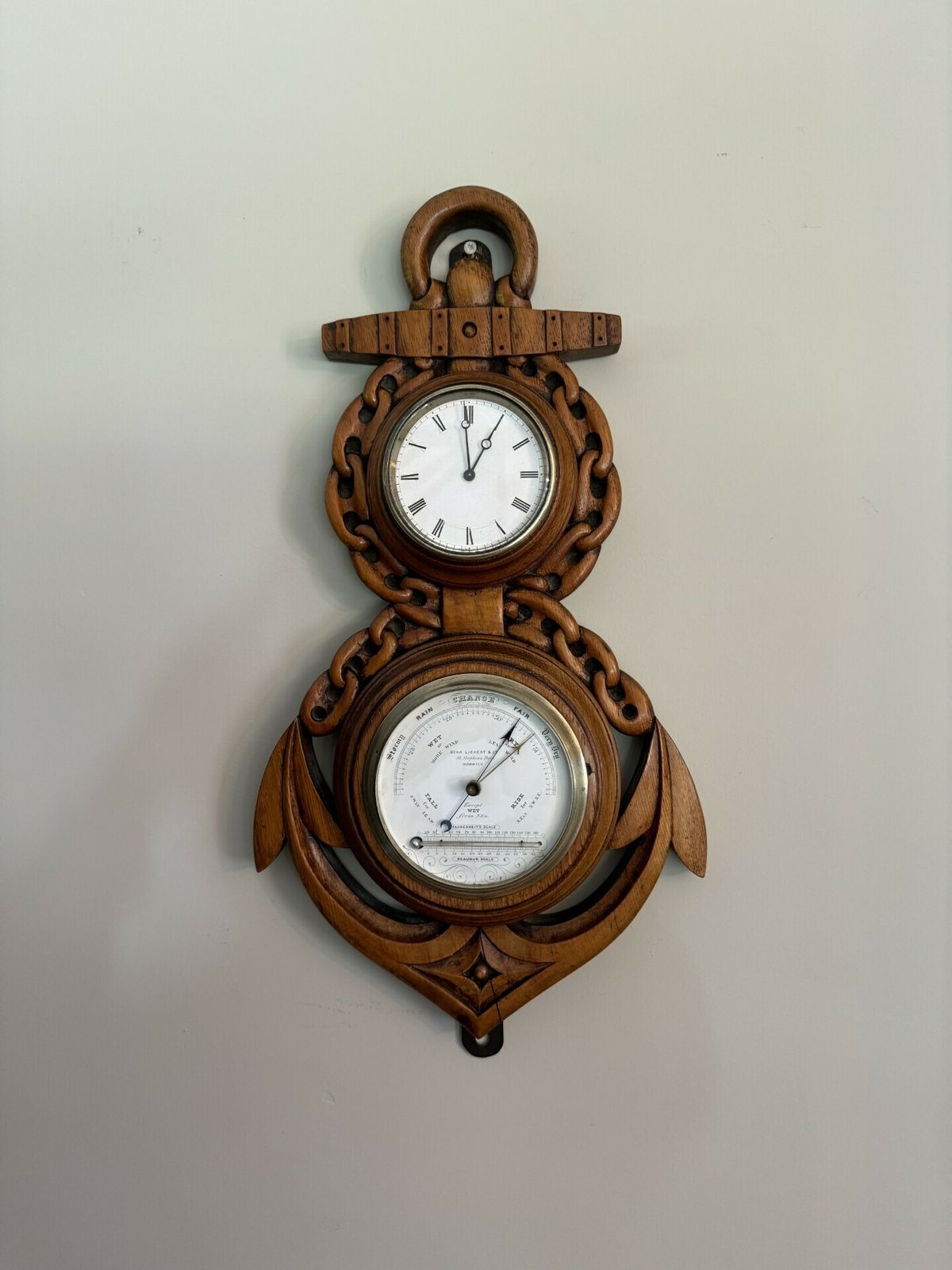 Fantastic Quality Antique Carved Oak Banjo Clock Barometer