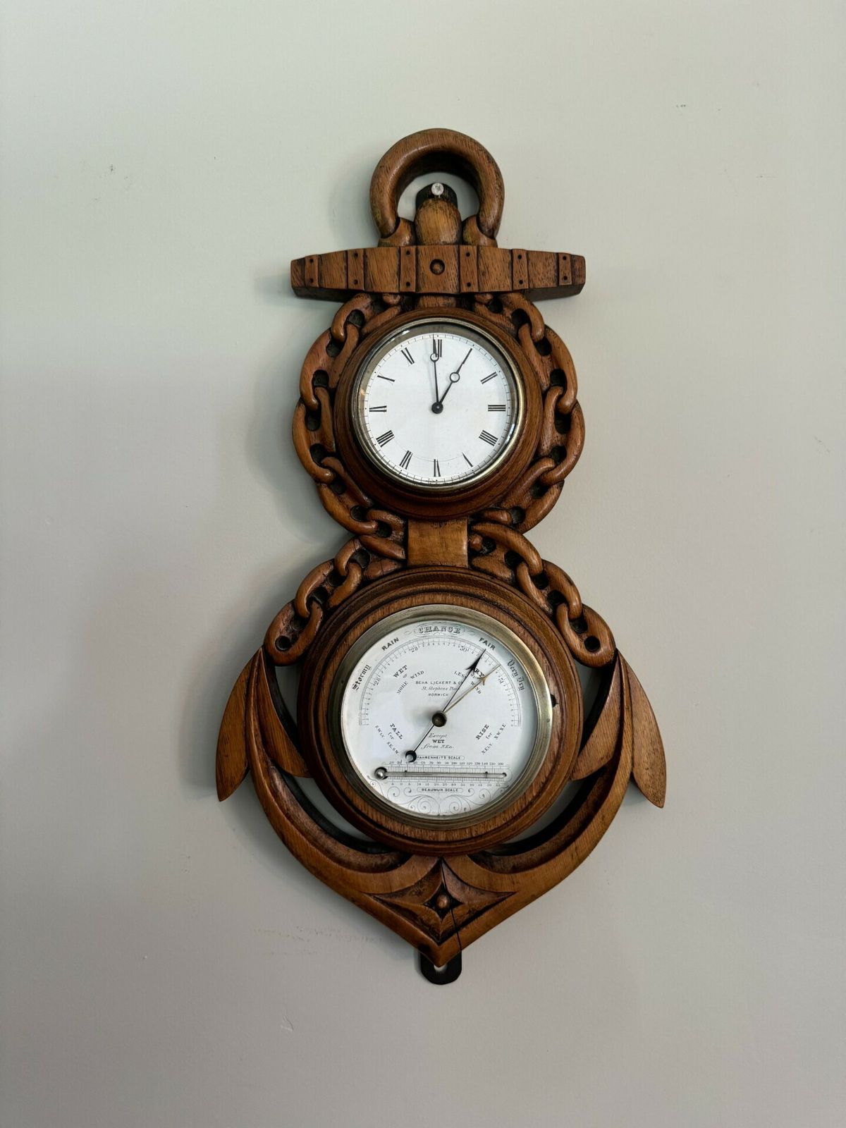 Fantastic Quality Antique Carved Oak Banjo Clock Barometer photo vinterior