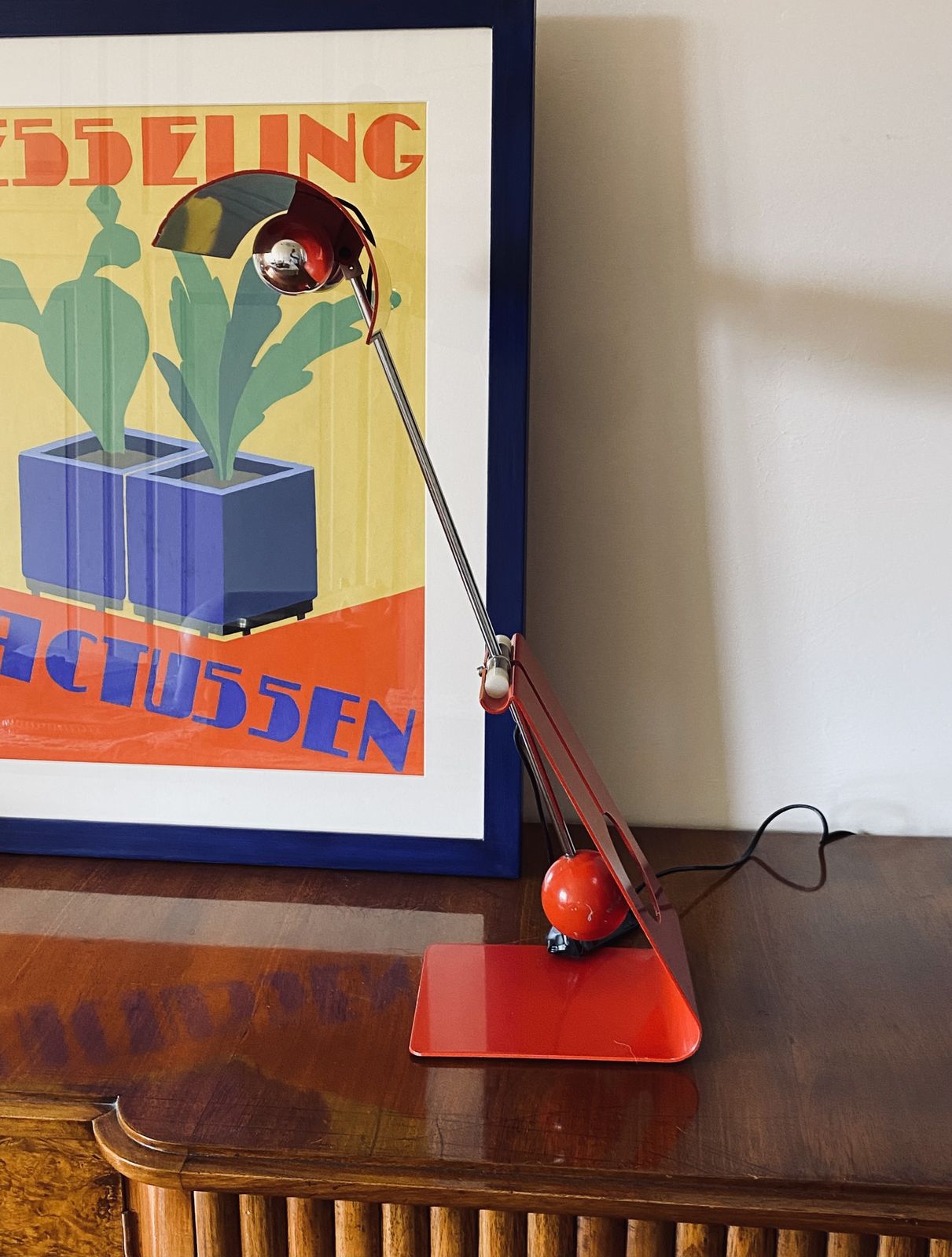 Mauro Martini, Red 'Picchio' Woodpecker Table Lamp, F.Lli Martini Italy 1970s photo for sale