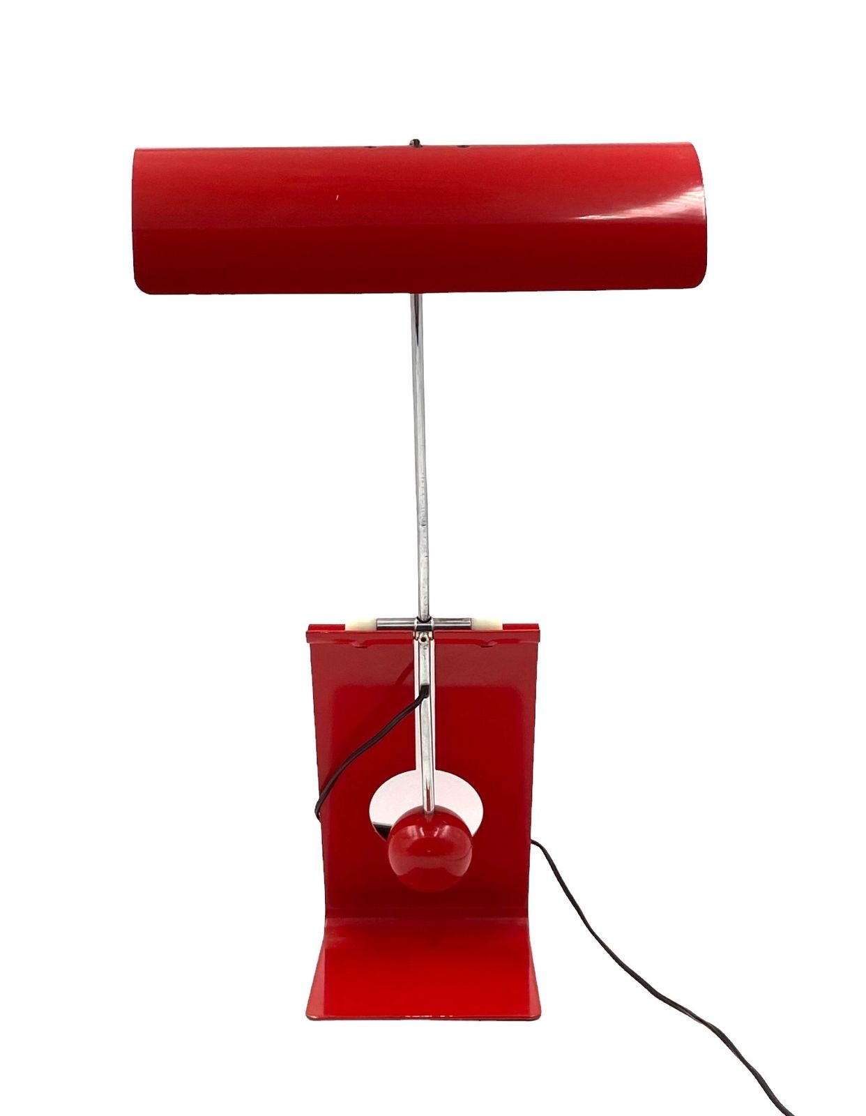 Mauro Martini, Red 'Picchio' Woodpecker Table Lamp, F.Lli Martini Italy 1970s photo vintage