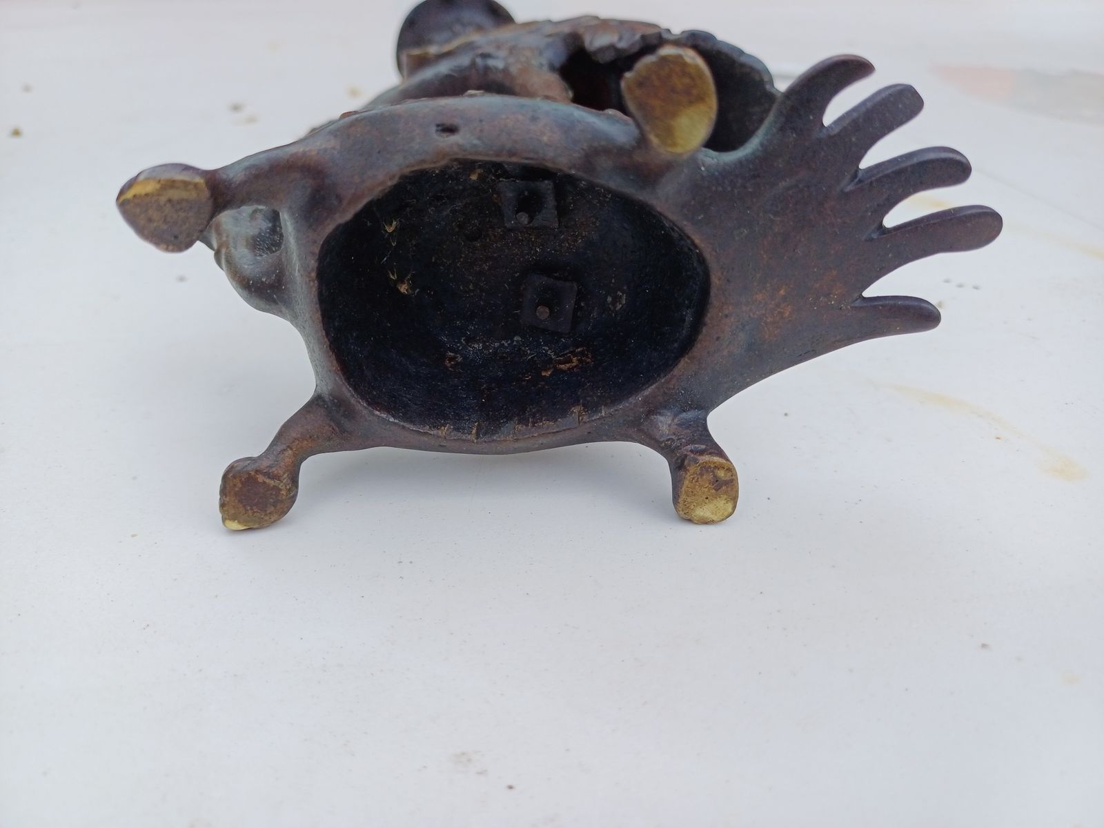 Pair Of Bronze Candlesticks 19th Cranes And Turtles photo for sale