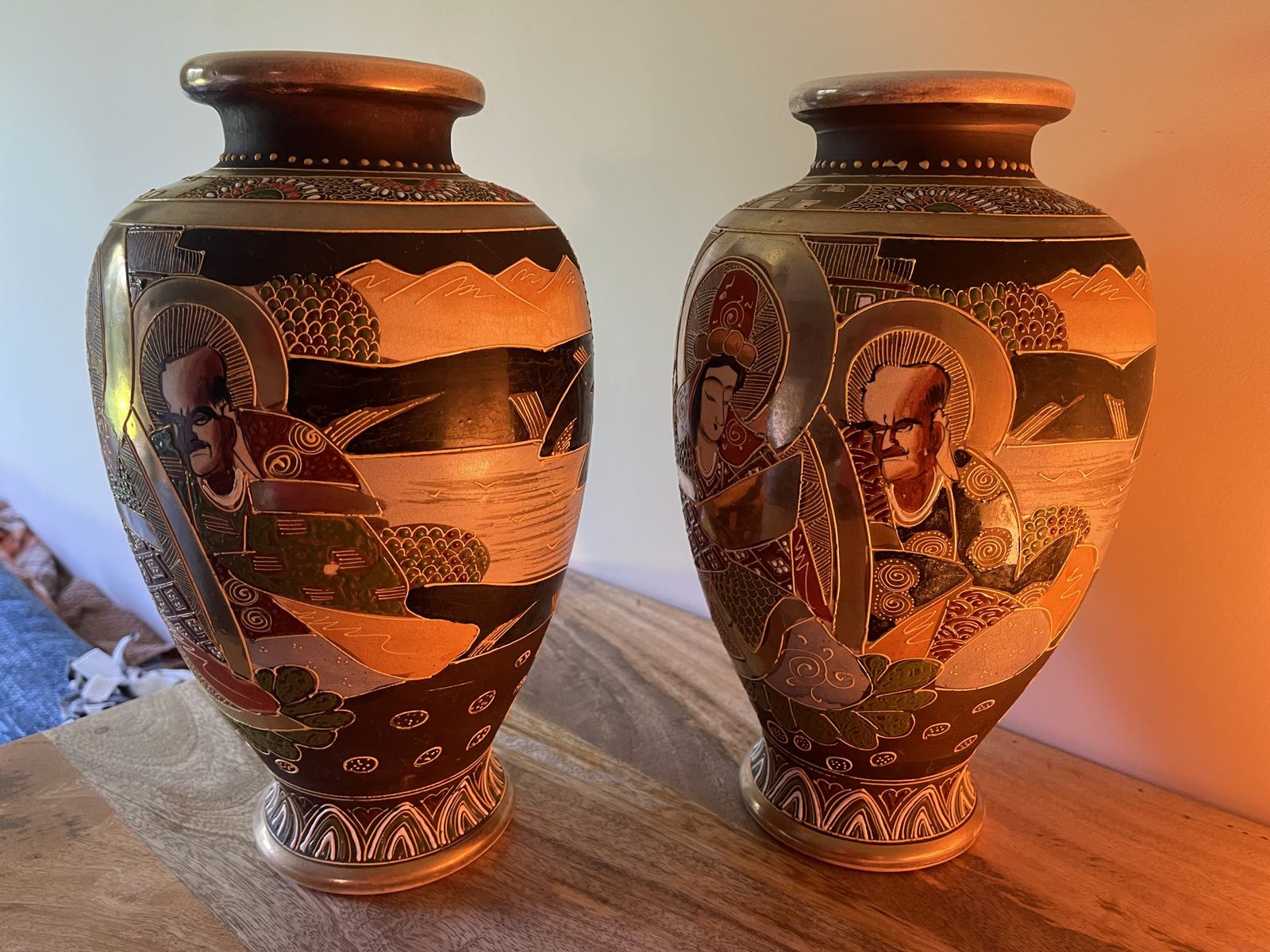 Pair Of Early 20th Century Maruni Satsuma Vases 31cm Tall photo furniture