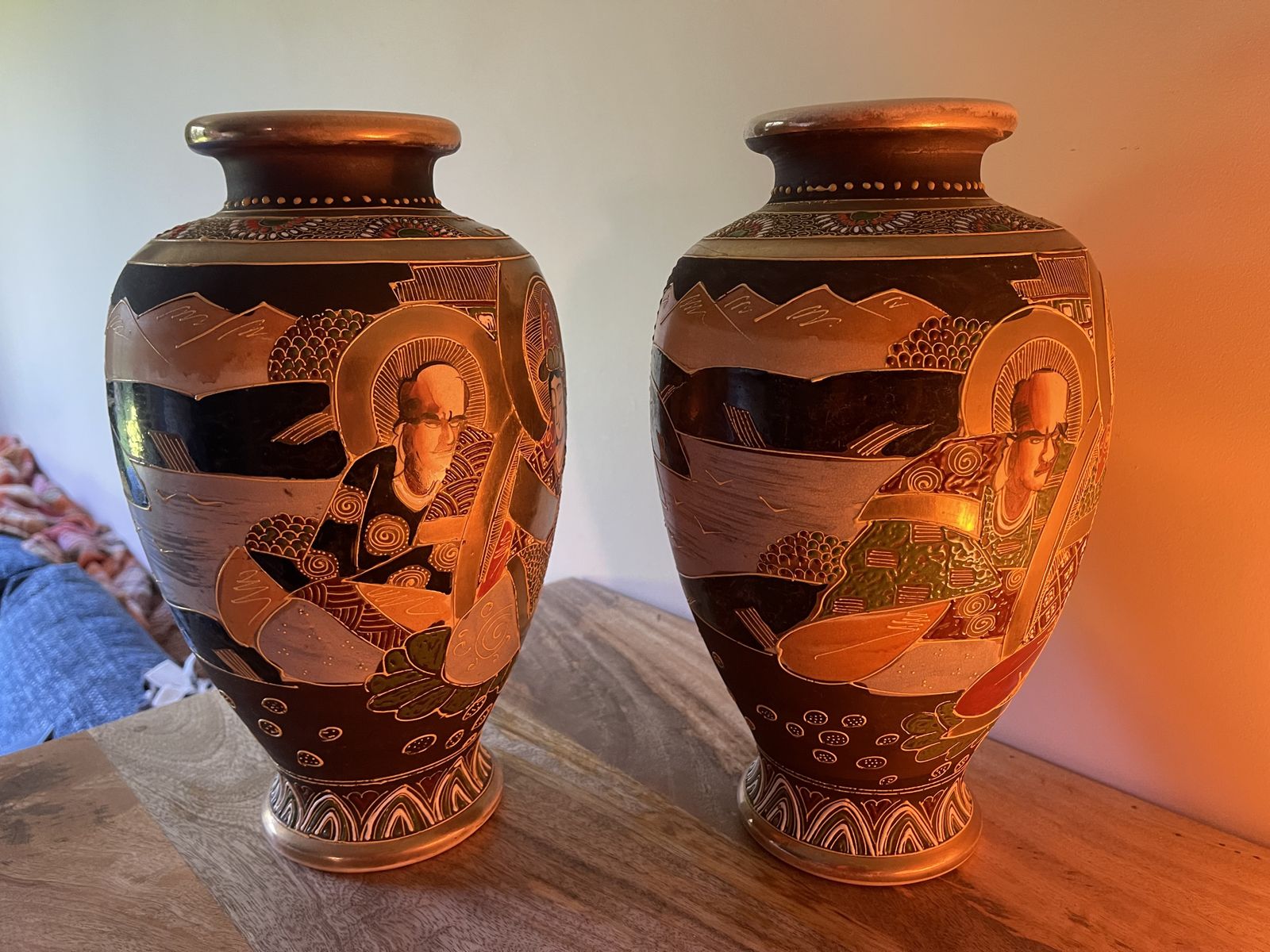 Pair Of Early 20th Century Maruni Satsuma Vases 31cm Tall photo 100.0