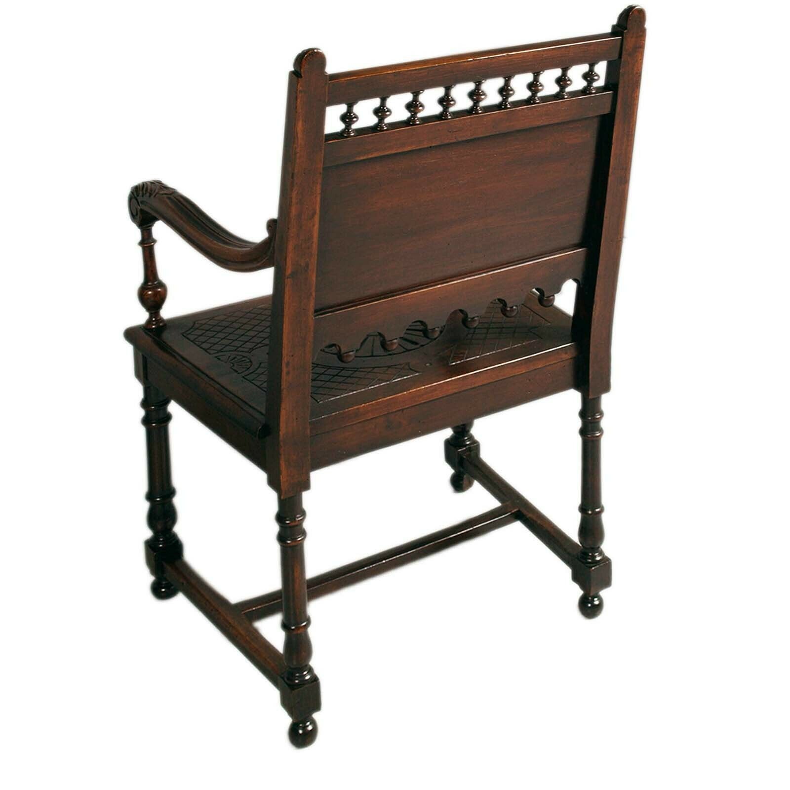 Venice Armchairs By Testolini Frères Renaissance Style. Solid Oak, Wax Polished photo for sale