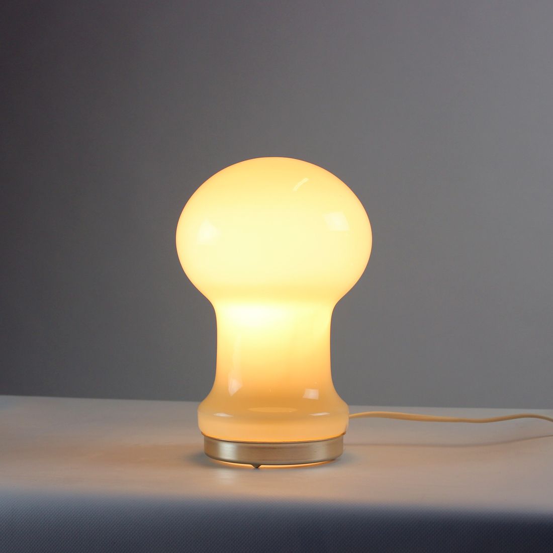 Unique Beige Opaline Glass Table Lamp By Ivan Jakes, Czechoslovakia 1960s photo for sale