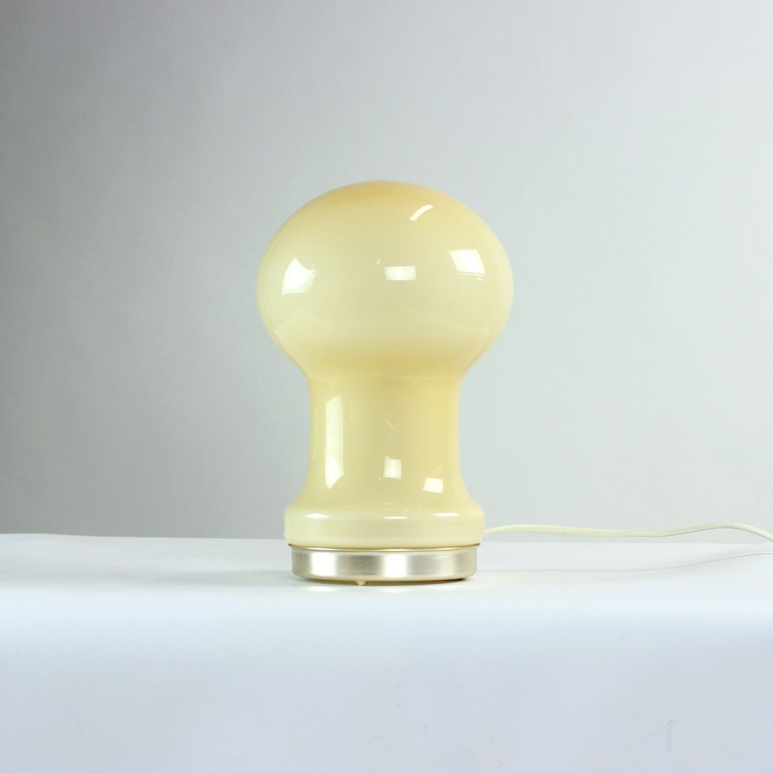 Unique Beige Opaline Glass Table Lamp By Ivan Jakes, Czechoslovakia 1960s photo vinterior