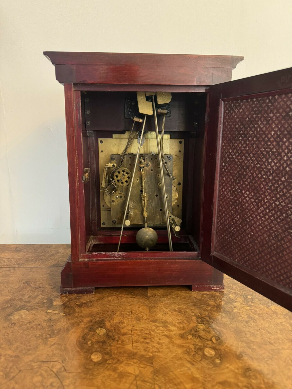 Edwardian Quality Mahogany Inlaid Chiming 8 Day Mantle Clock photo vinterior
