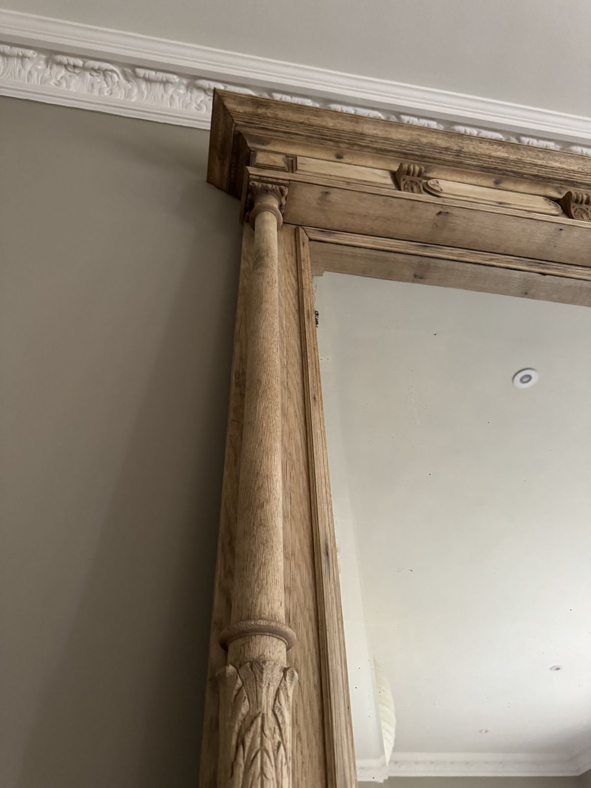 Antique Bleached Oak Mirror W/ Original Bevelled Glass. 1890s. photo buy