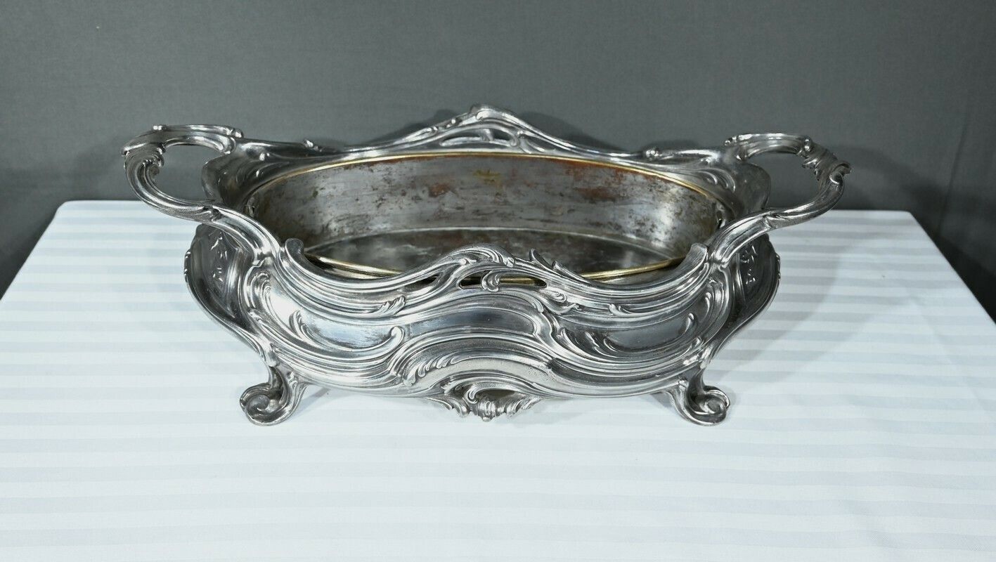 Silvered Bronze Planter, Victor Saglier, Art Nouveau – Late 19th Century photo furniture