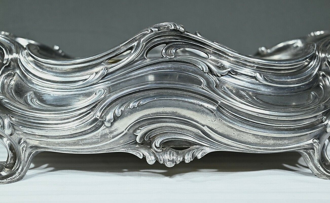 Silvered Bronze Planter, Victor Saglier, Art Nouveau – Late 19th Century photo vinterior