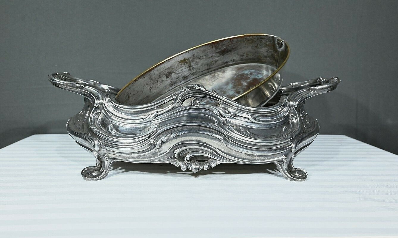 1320.0 Silvered Bronze Planter, Victor Saglier, Art Nouveau – Late 19th Century photo