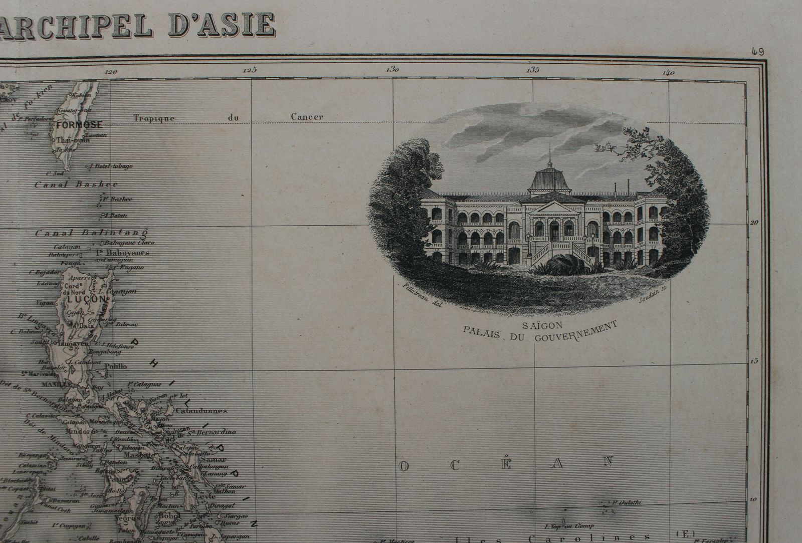 Antique Map Titled 'Indo Chine Et Archipel D’asie’ ‘Saigon’ Published By J. Migeon, C1880 photo furniture