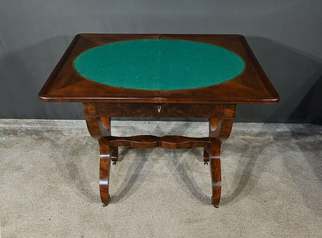 Burl Mahogany Games Table, Restoration Period – Early 19th Century photo furniture