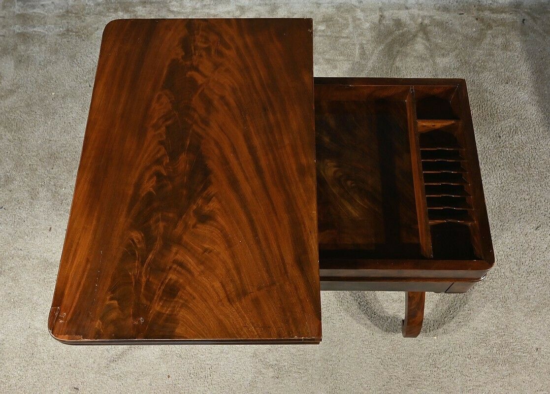 photo furniture Burl Mahogany Games Table, Restoration Period – Early 19th Century