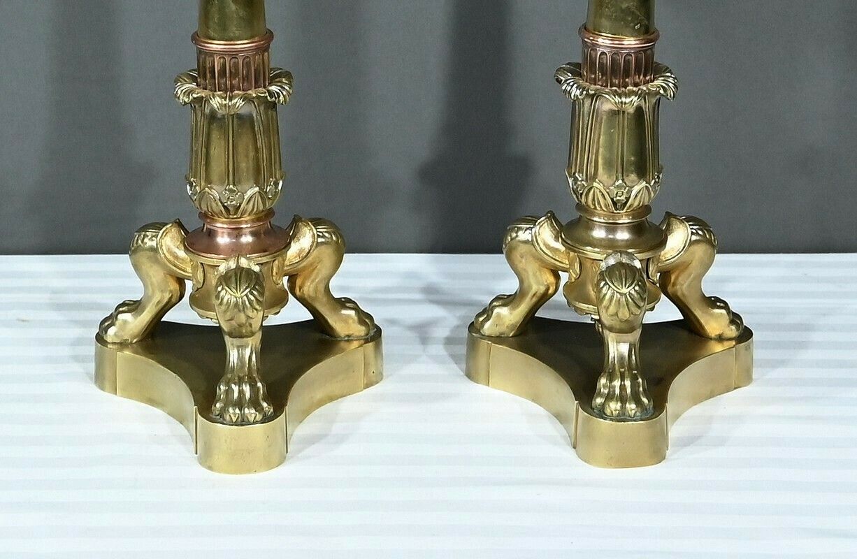 photo for sale Pair Of Bronze Candlesticks, Restoration Period – Early 19th Century