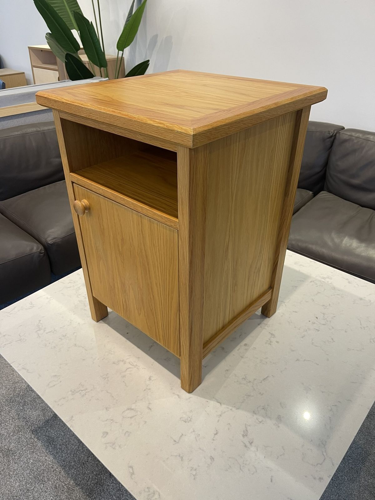 Oak Bedside Cabinet With Oak Veneer Panels And Solid Oak Lipping, Legs And Frame
