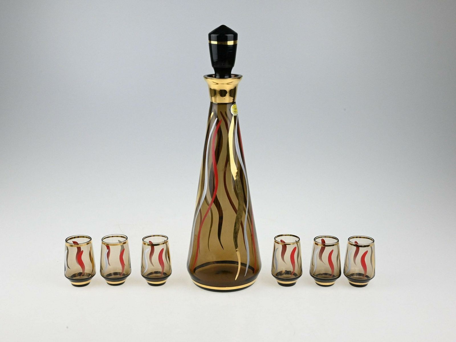 Czech Glass Liquer Set, Mid Century Glassware, Bohemian Glass, Mid Century Decanter, Mid Century Glass, Decanter Set, Czech Decanter photo 116.0