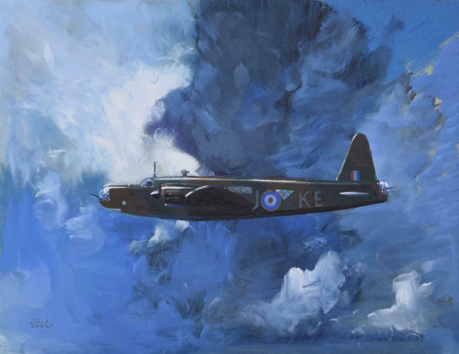 Leslie Carr Wellington Bomber Ww2 Gouache Painting By Leslie Carr