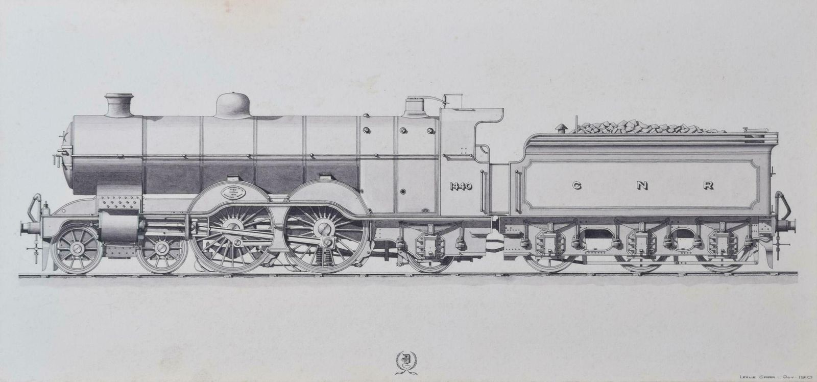 Leslie Carr Steam Engine Great Northern Railway 1910 Drawing By Leslie Carr