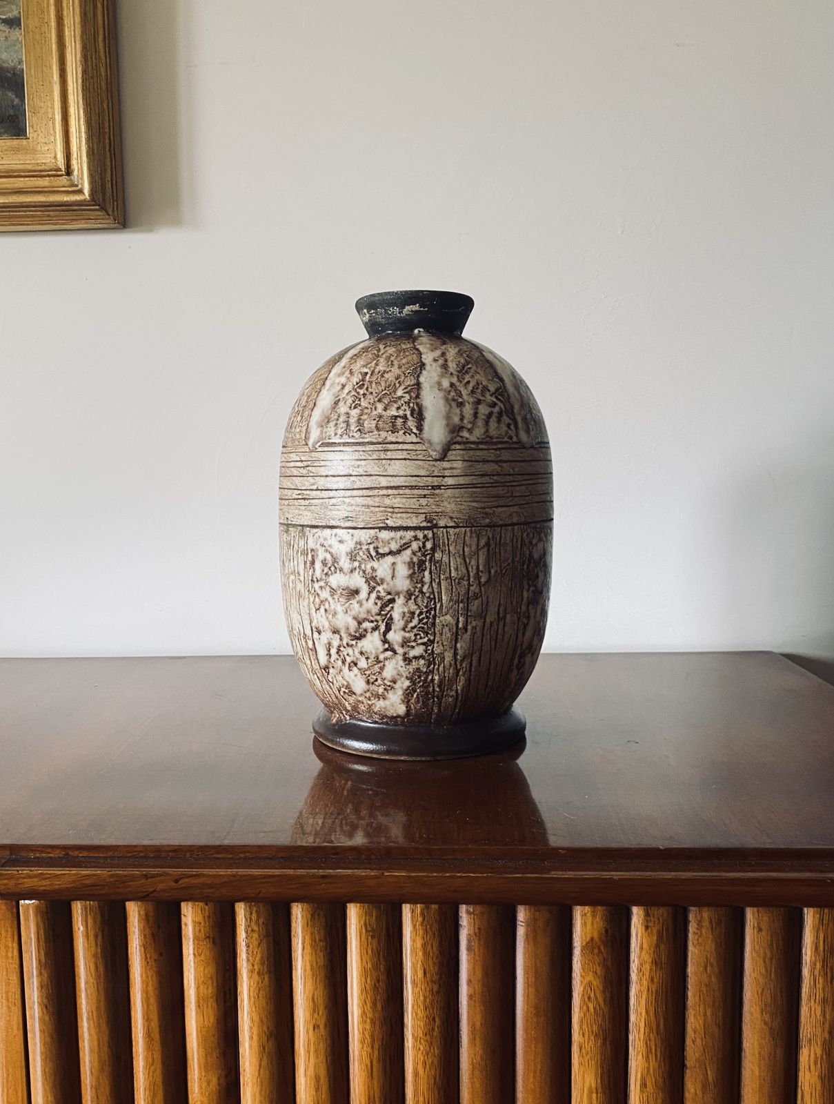 Home Decor Louis Auguste Dage, Art Deco Unique Ceramic Vase, France 1930 photo