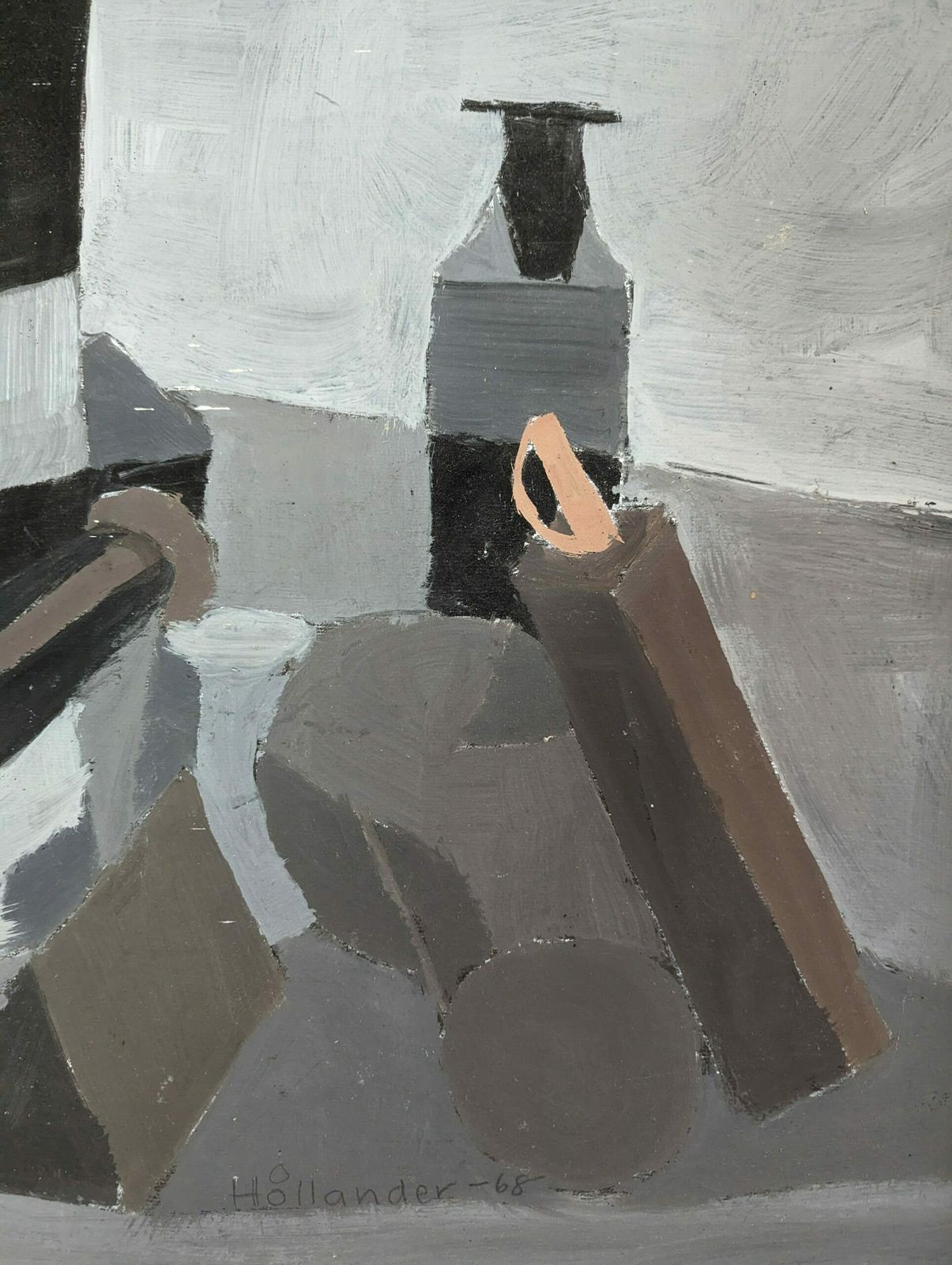Brown & Black, 1960s, Modernist Oil Painting photo for sale