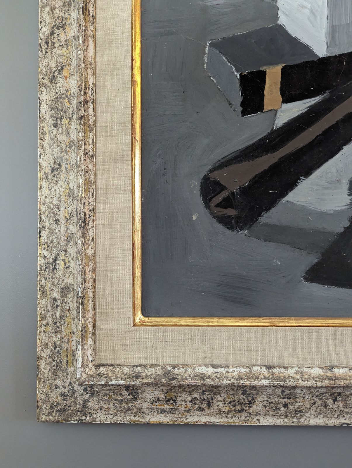 photo furniture Brown & Black, 1960s, Modernist Oil Painting