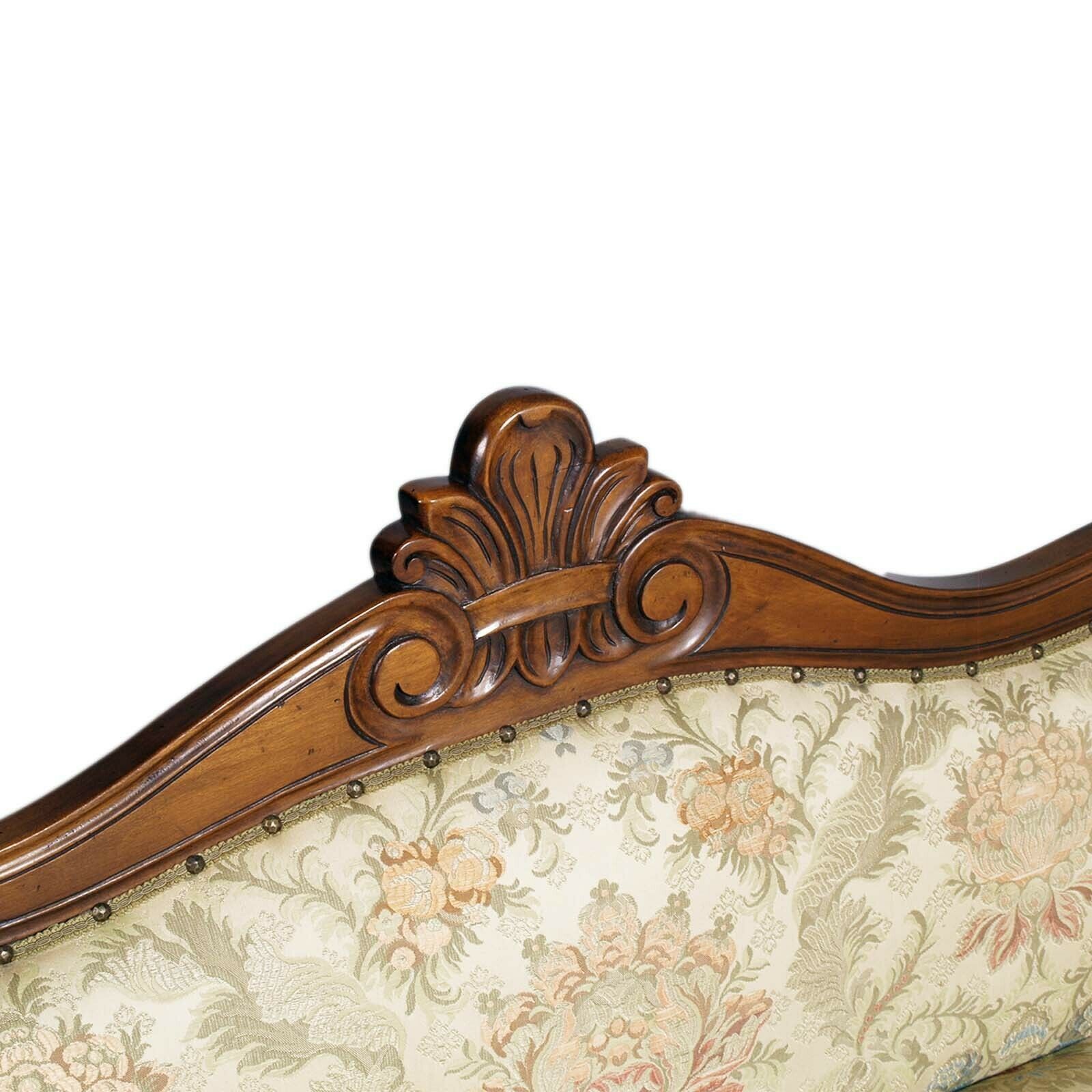 Italy Mid 20th Century Louis Philippe Sleigh Sofa In Hand Carved Walnut photo for sale