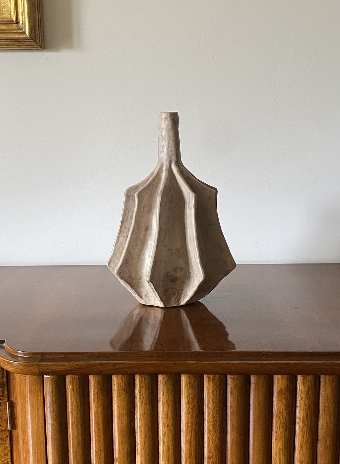 Organic Modern White Earthenware Vase, France 1970s photo furniture