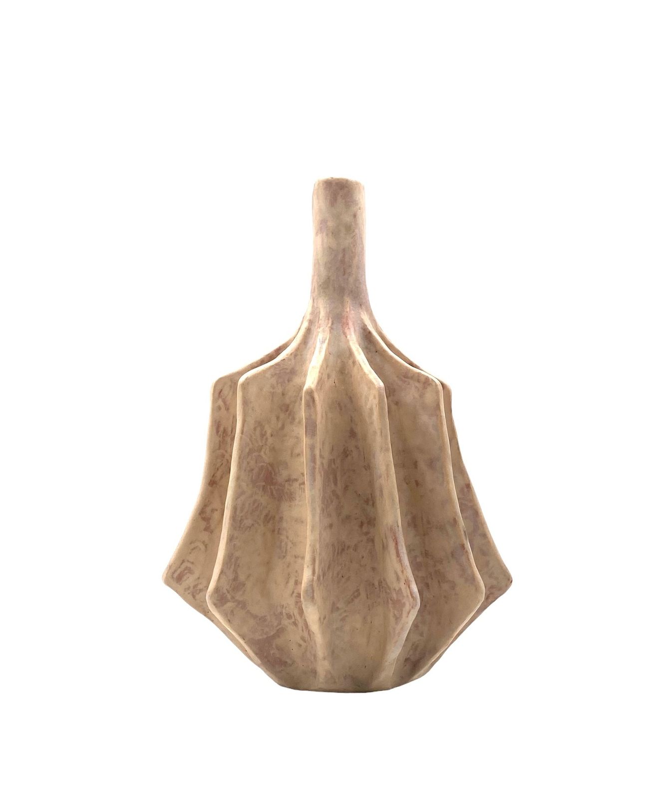 Organic Modern White Earthenware Vase, France 1970s