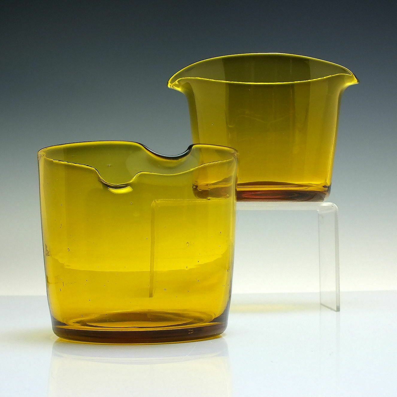 Pair Antique Amber Vaseline Glass Wine Rinsers C1920 photo furniture