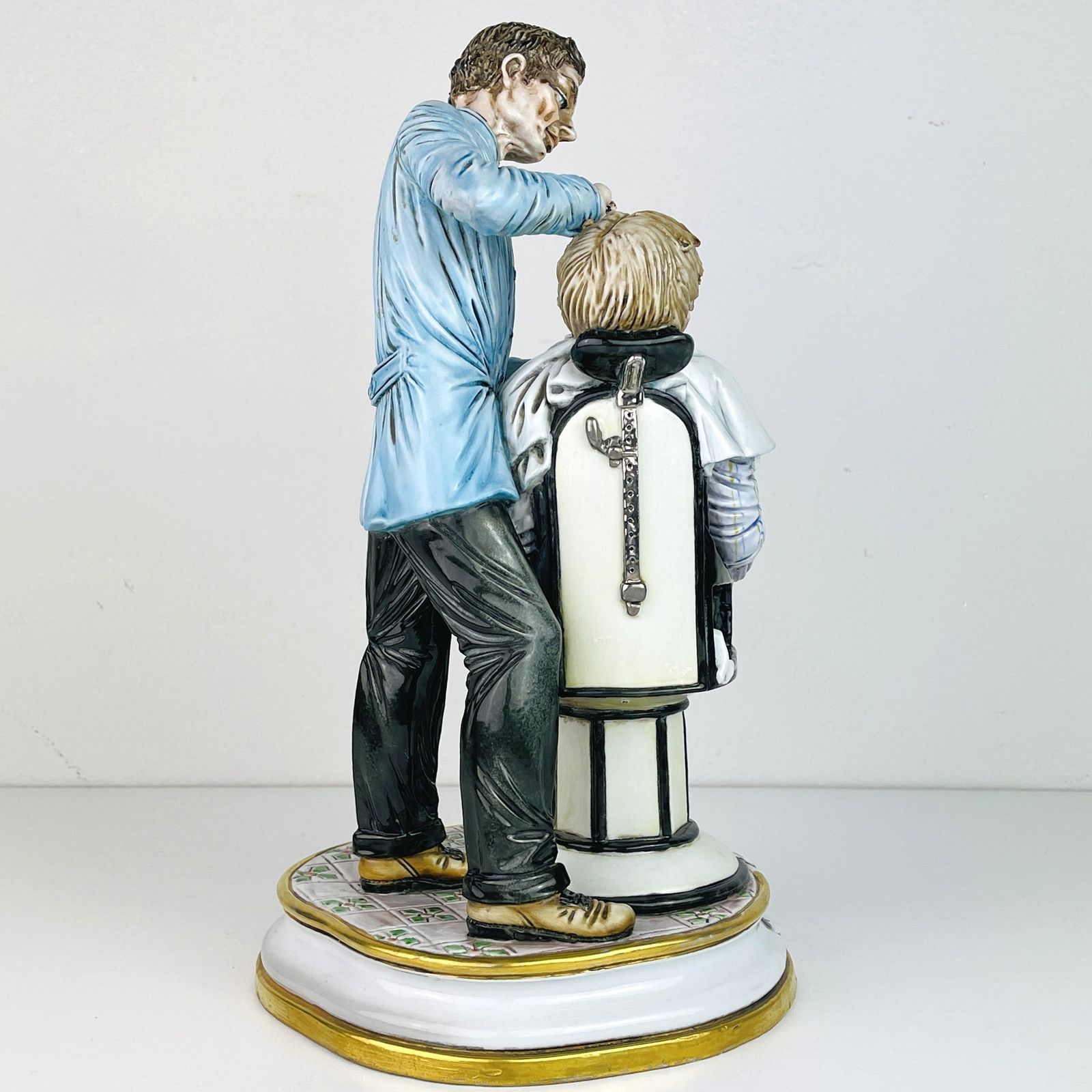 Vintage Ceramic Sculpture Of Barber By Capodimonte Italy 1950s photo buy