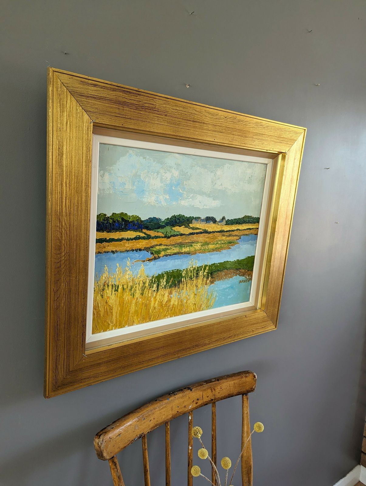 Golden Lake Oil Painting photo for sale