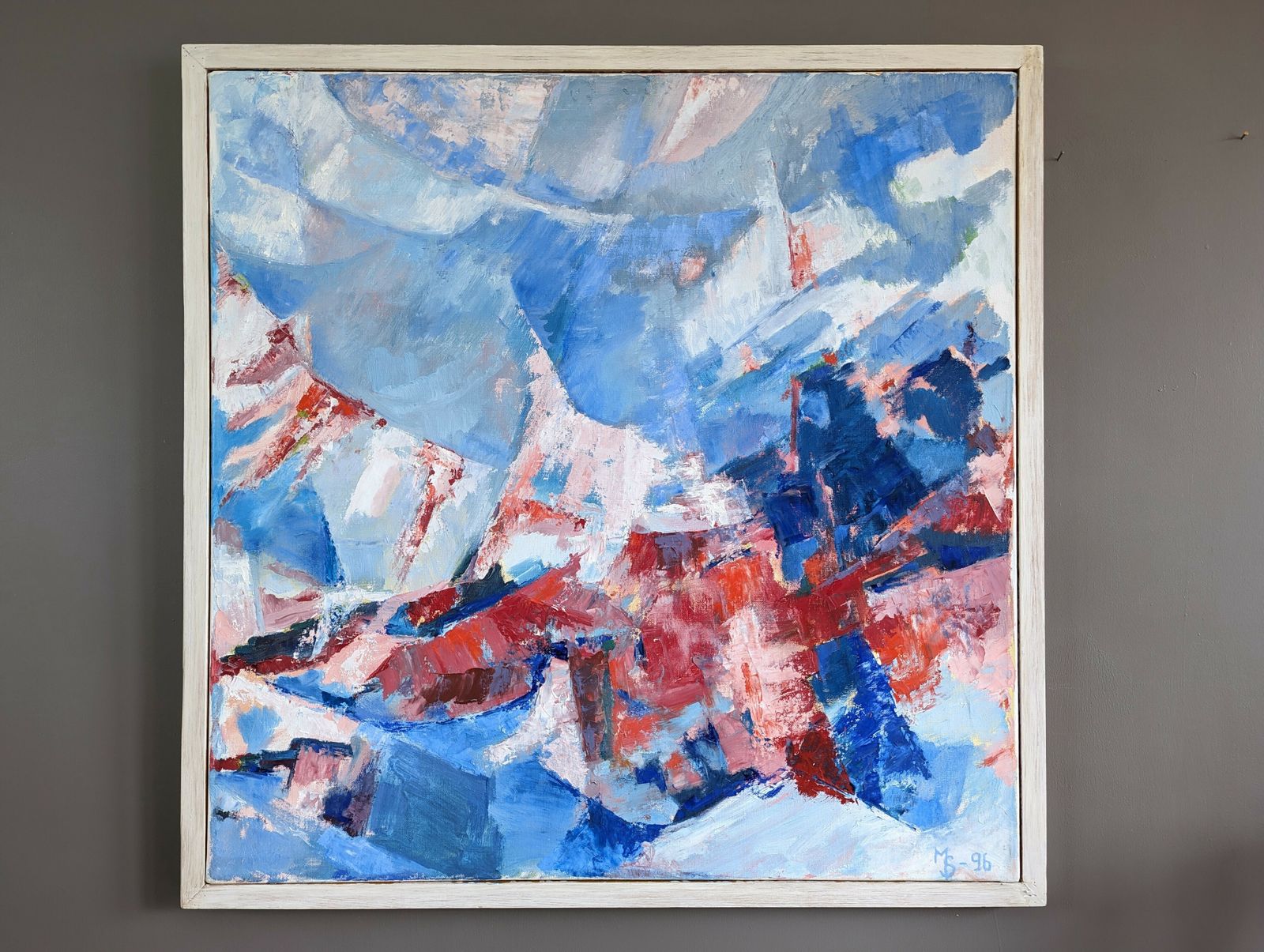 Blue & Red  Oil Painting, 1990s