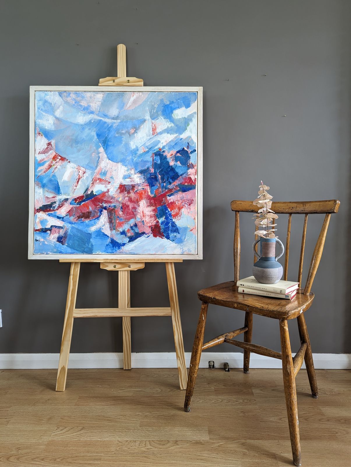 Blue & Red  Oil Painting, 1990s photo furniture