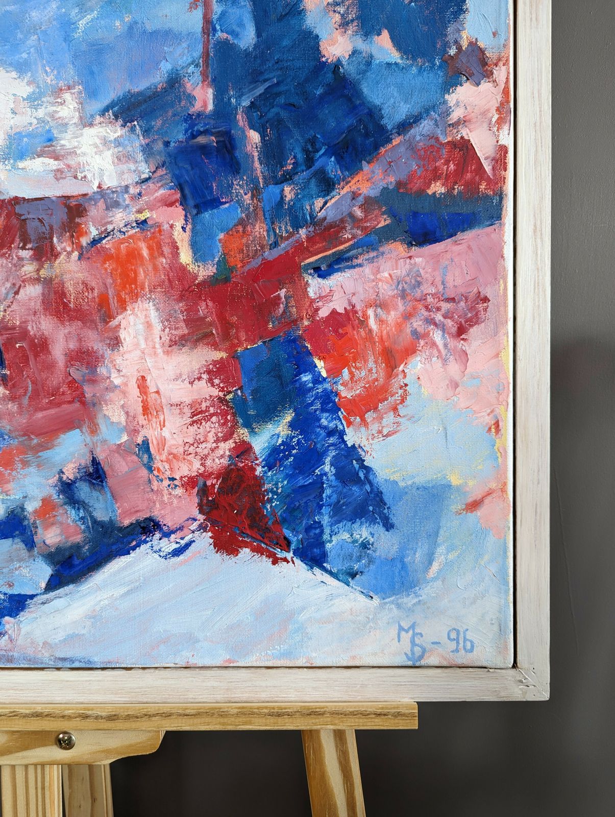 Blue & Red  Oil Painting, 1990s photo buy