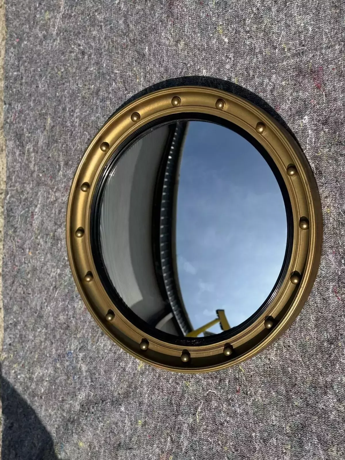 Antique 1920's Convex Gold Giltwood Bevelled Mirror photo Home Decor