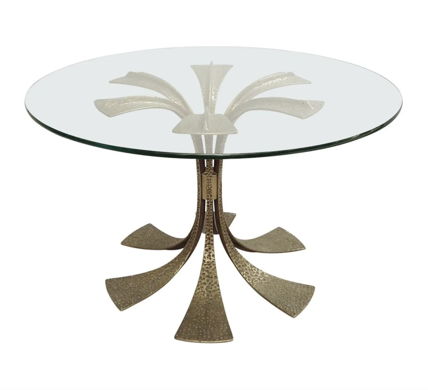 Hammered Brass Dining Table By Luciano Frigerio, 1980s
