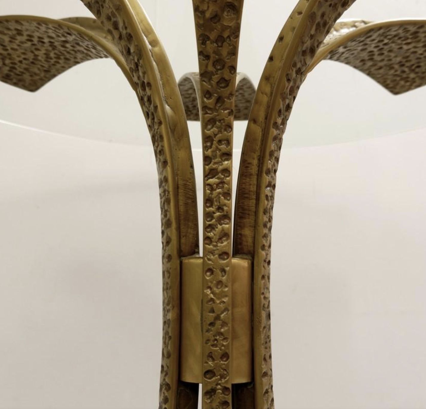 Hammered Brass Dining Table By Luciano Frigerio, 1980s photo for sale