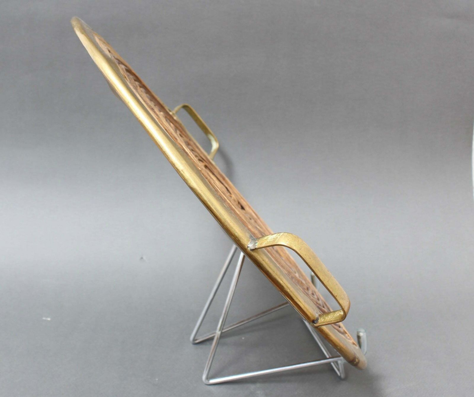 Rattan Tray With Brass Trim In The Style Of Gabriella Crespi (Circa 1970s) photo Home Decor