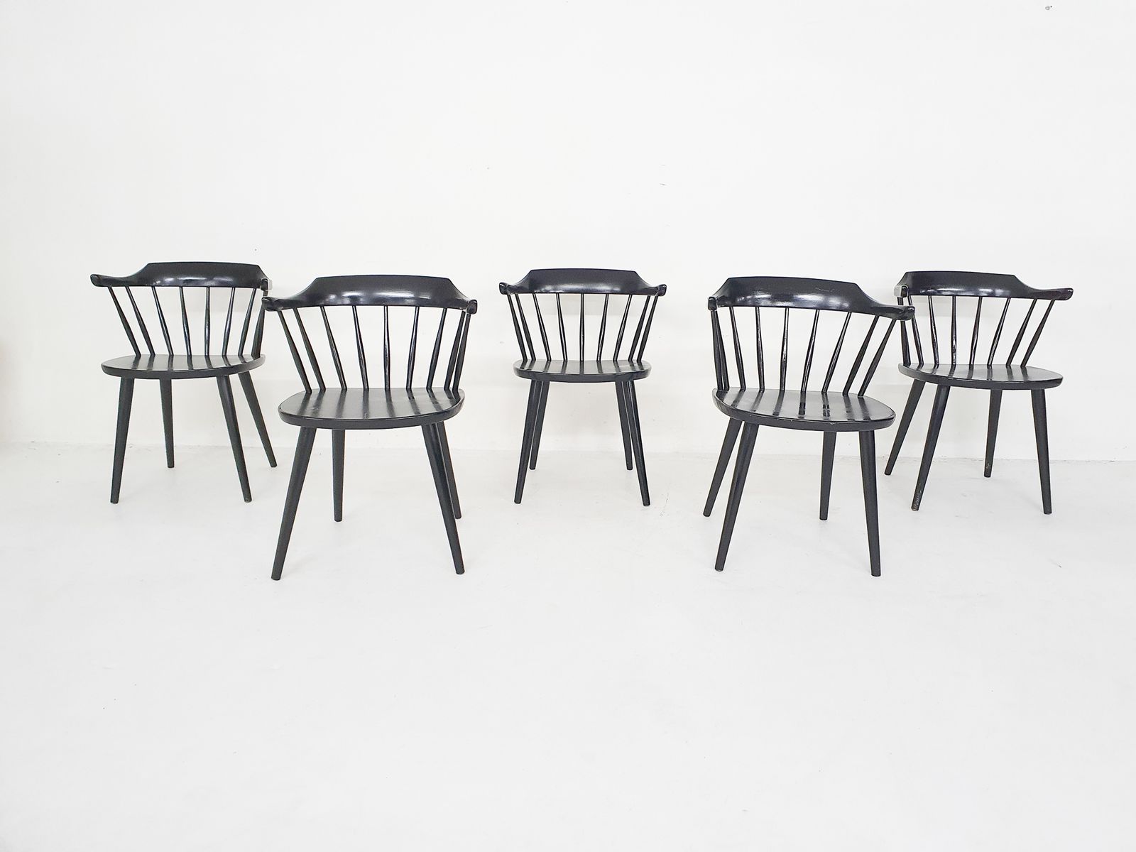 Set Of Five Yngve Ekstrom For Pastoe Fh01 Dining Room Chairs, The Netherlands 1960's photo for sale