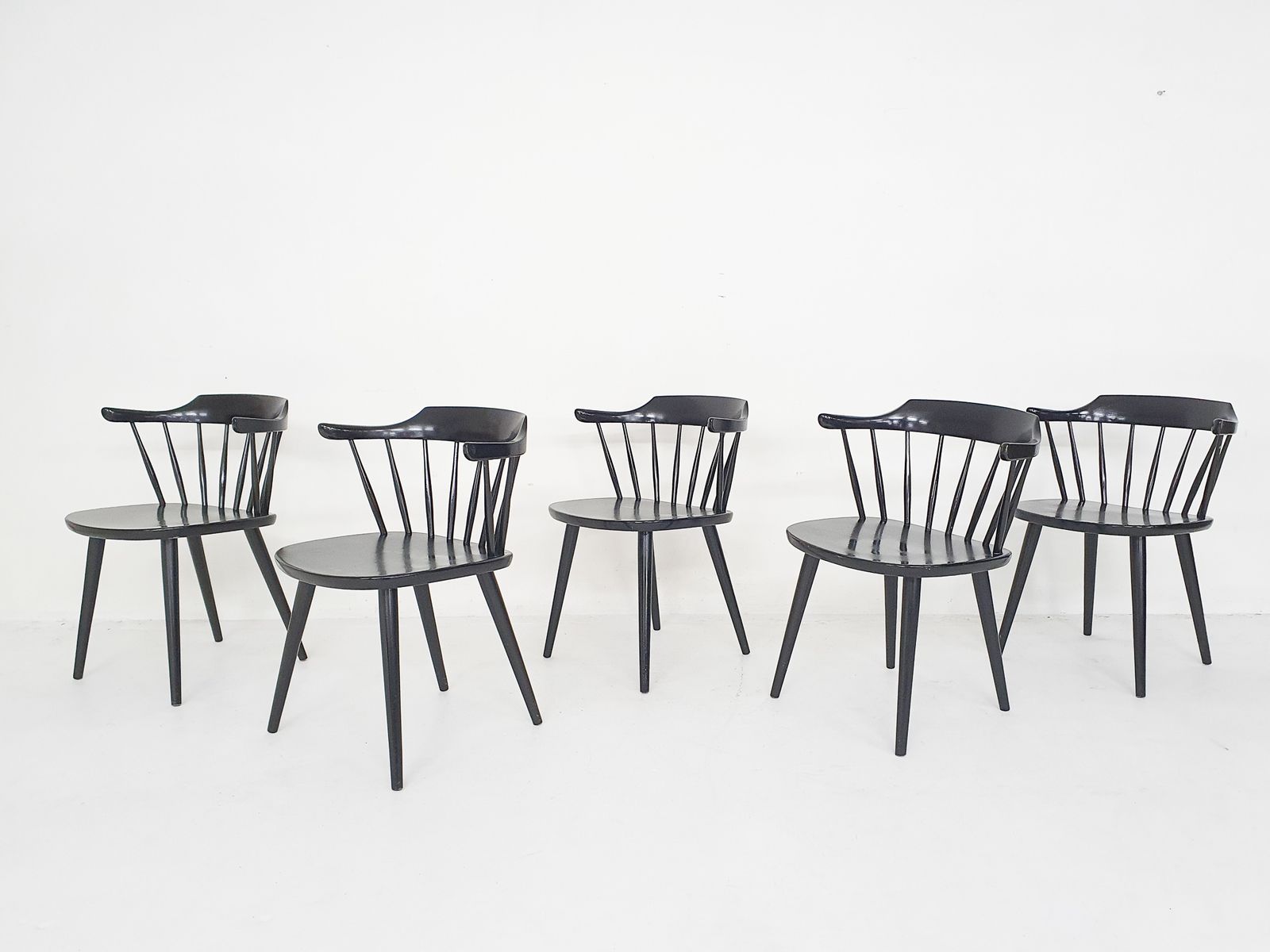 Set Of Five Yngve Ekstrom For Pastoe Fh01 Dining Room Chairs, The Netherlands 1960's photo Furniture