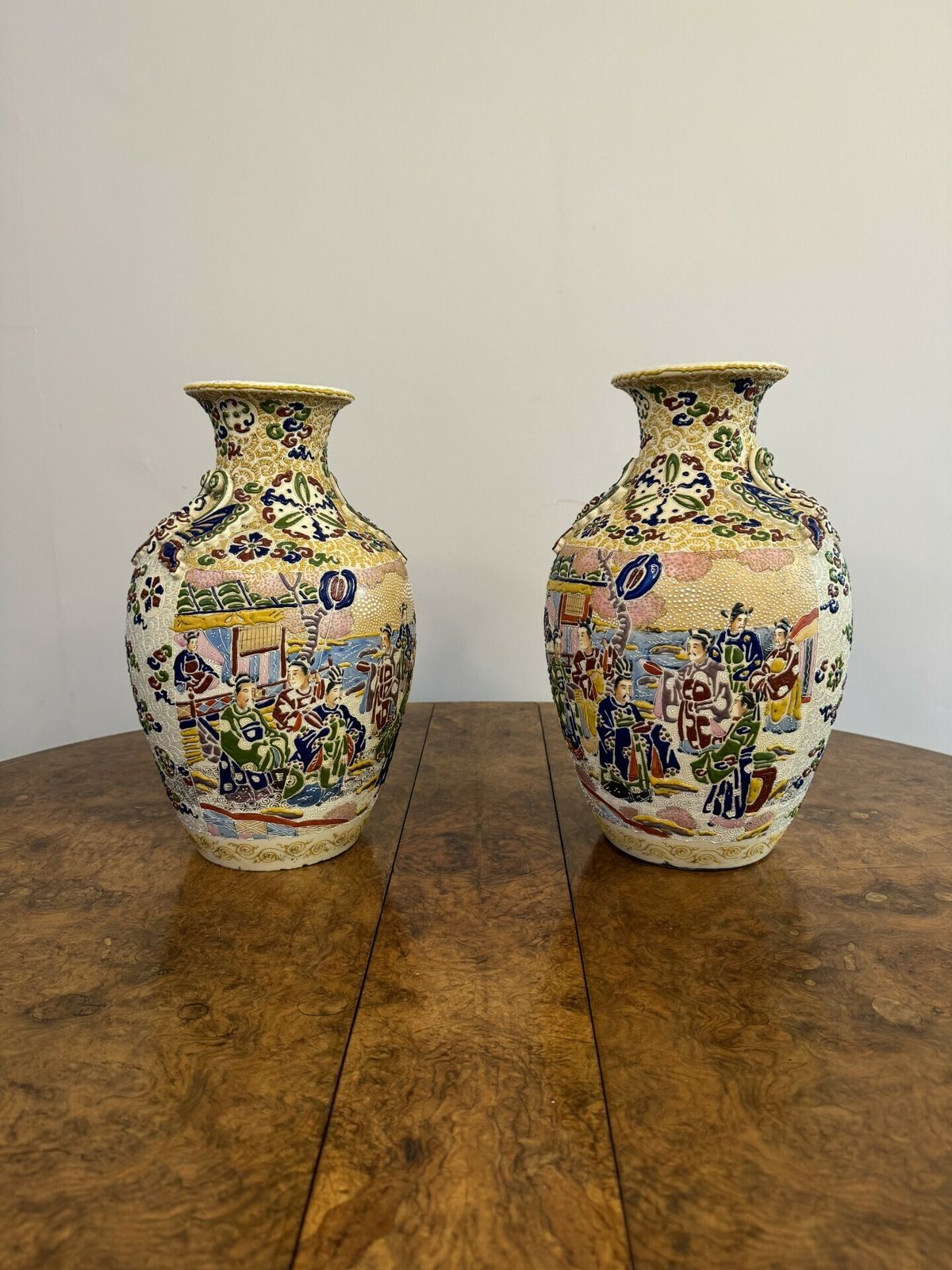 Large Quality Pair Of Antique Satsuma Vases photo furniture