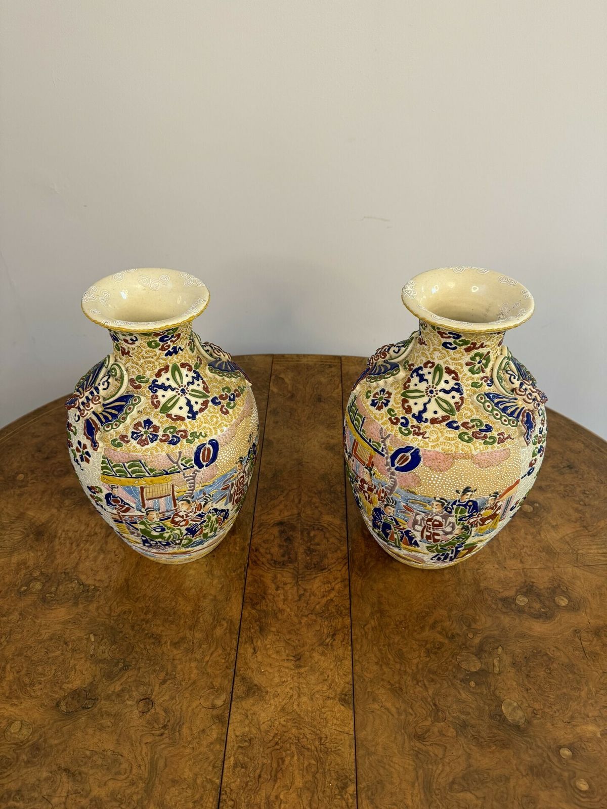 Large Quality Pair Of Antique Satsuma Vases photo 795.0