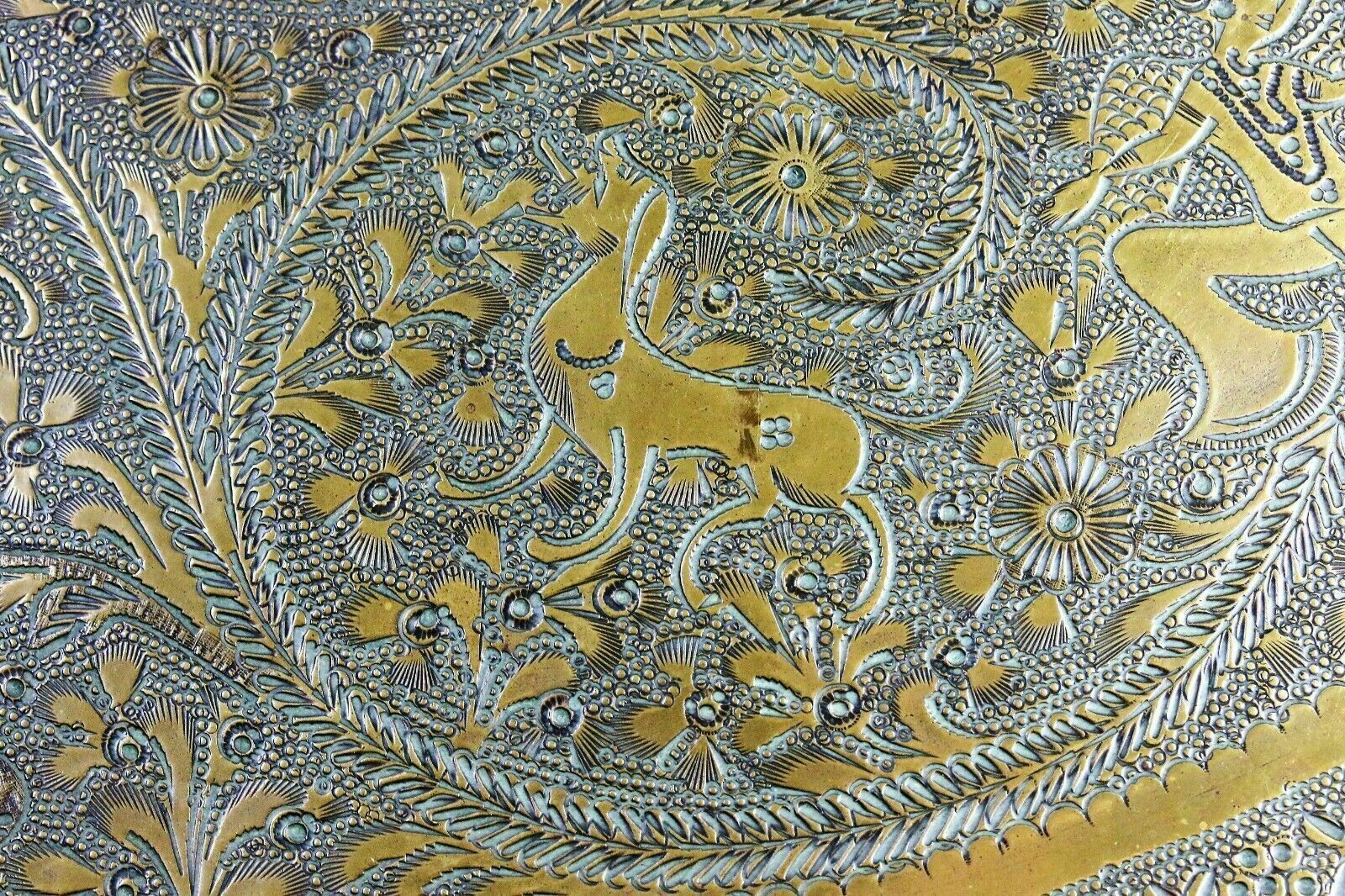 Art Antique Brass Indian Tray Wall Hanging Hindu Garuda Figure Decoration And Heavy photo