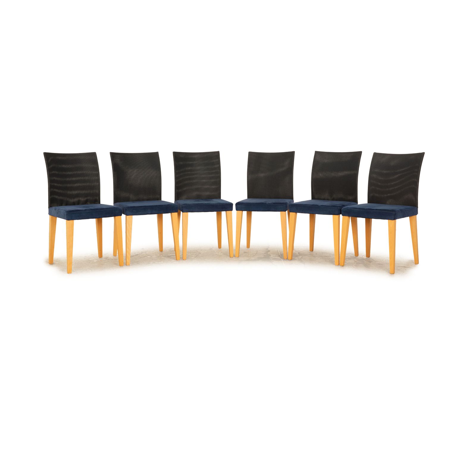 Set Of 6 Tonon Fabric Chairs Blue Dining Room