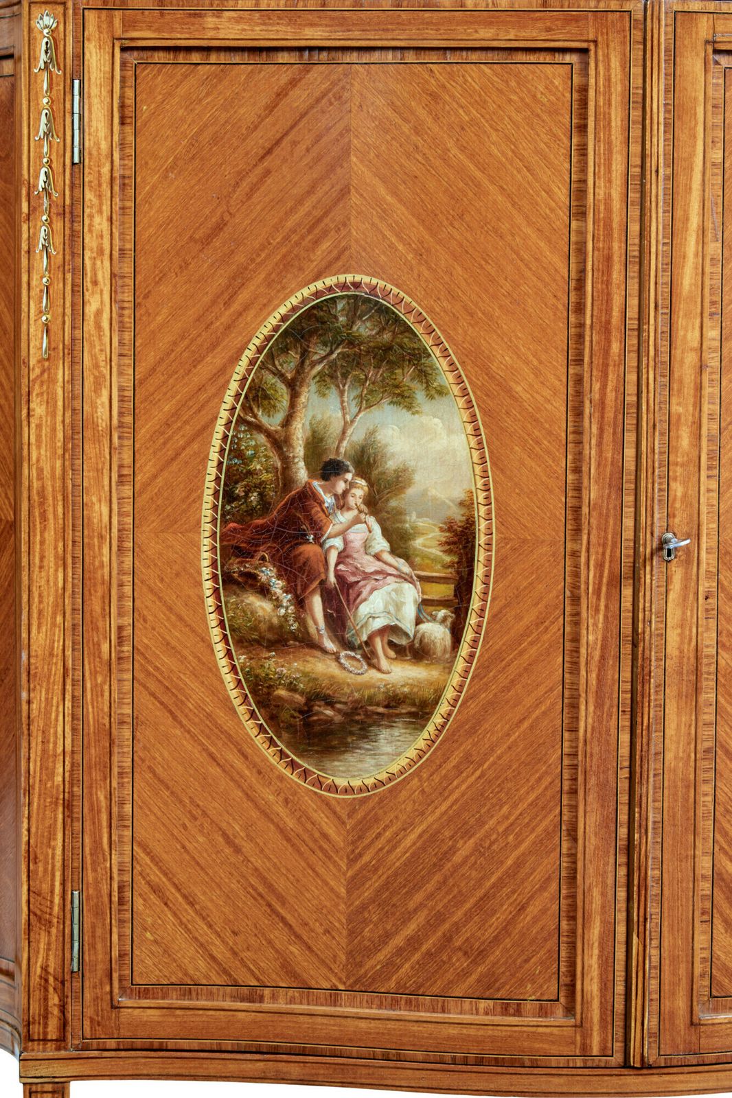 19th Century Sheraton Revival Satinwood Inlaid And Painted Cabinet photo 3295.0